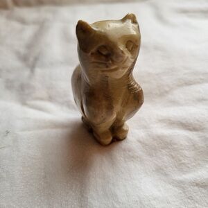 Onxy Carved Stone Cat Figurine Appox. 2.25 X 2.75 In